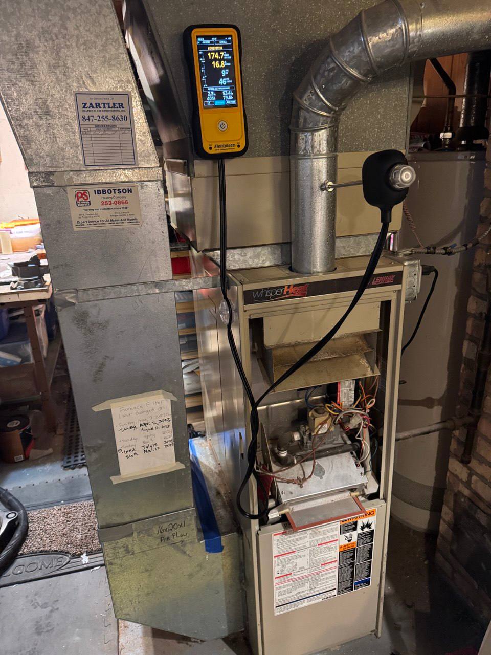 Furnace combustion analysis during a heating tune-up